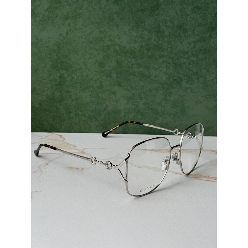 NEW Gucci GG1019O Silver Horsebit Square Eyeglasses Frames - Picture 3 of 7
